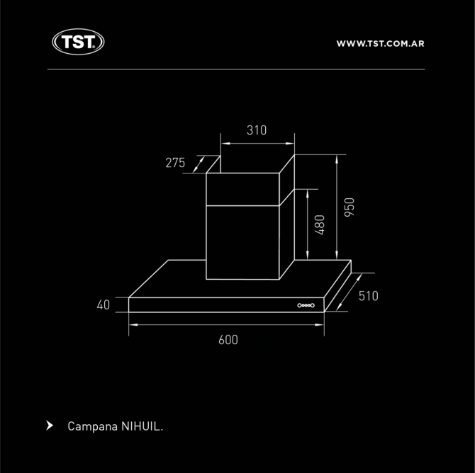 Campana de Cocina TST | Nihuil | 60 cm | De pared