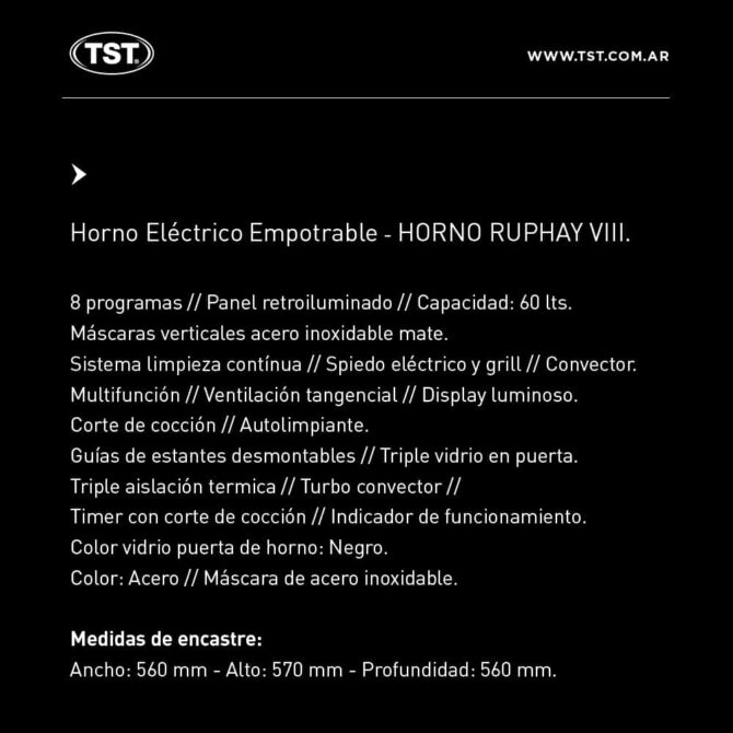 Horno Eléctrico TST Ruphay VIII