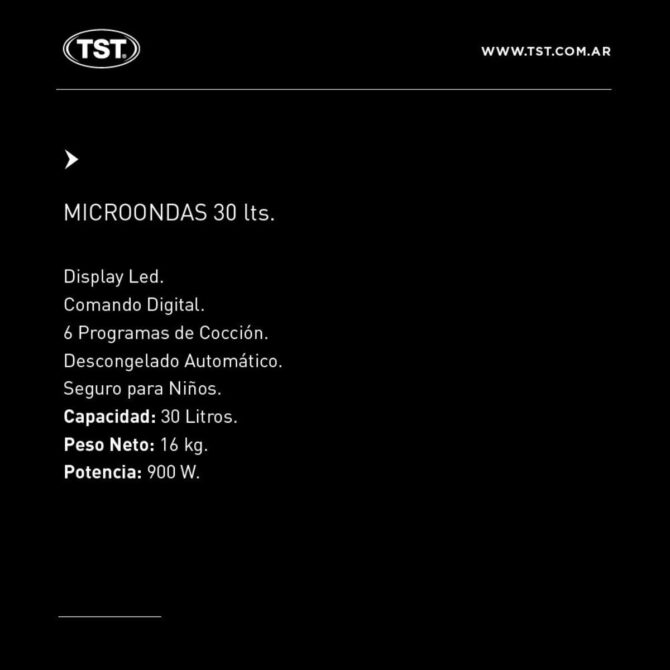 Microondas Tst 30 Lts